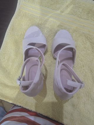 Sandalias tacón alto piel sintética beige talla 39