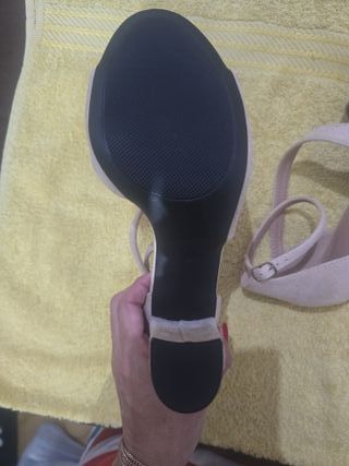 Sandalias tacón alto piel sintética beige talla 39