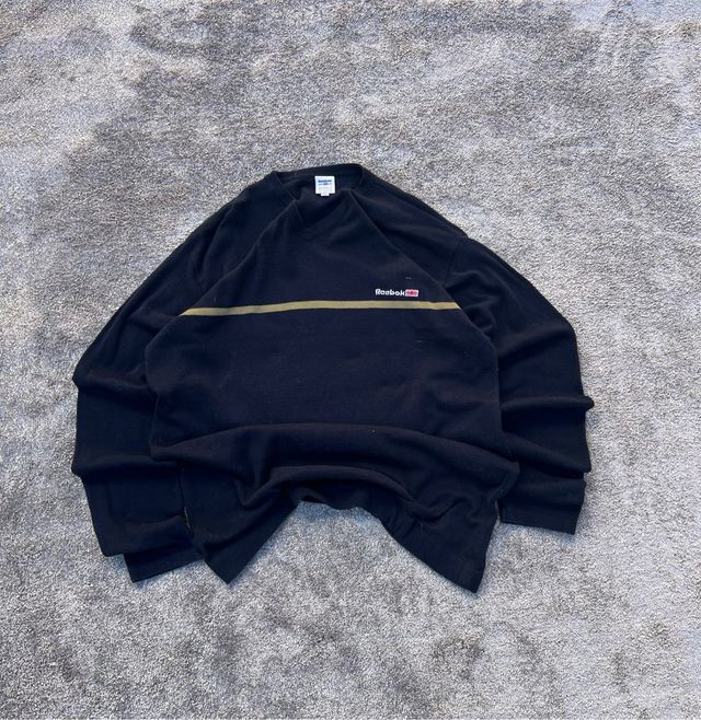 Reebok Navy V-Neck Sweater XL 90s Jumper