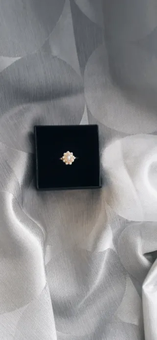 Anillo oro blanco perlas