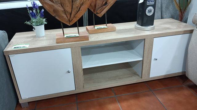 Mueble TV 150cm Madera y Blanco