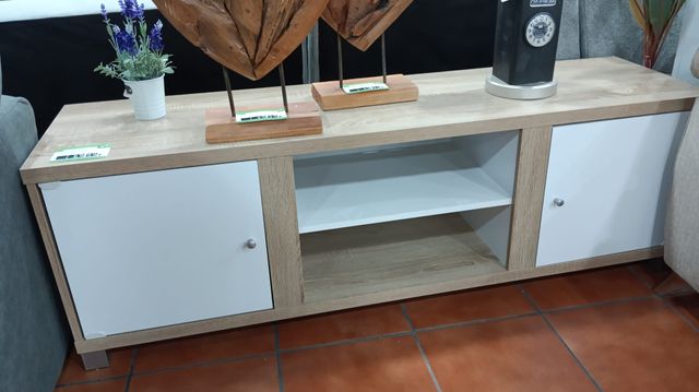 Mueble TV 150cm Madera y Blanco