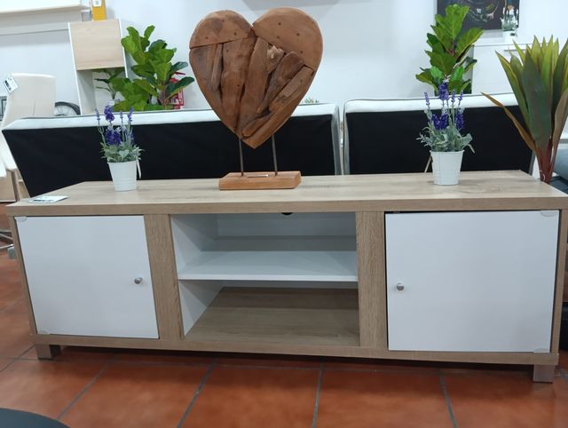 Mueble TV 150cm Madera y Blanco