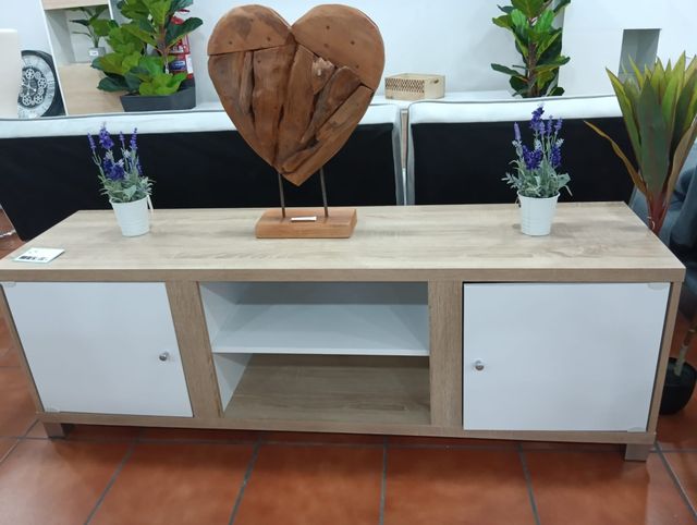 Mueble TV 150cm Madera y Blanco