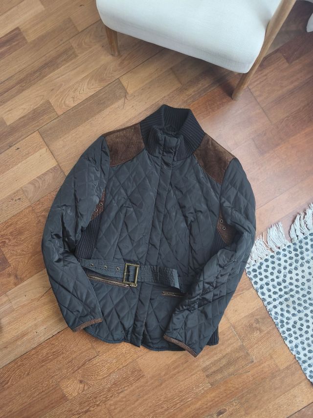 Chaqueta acolchada Zara negra y marrón