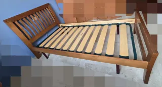 Cama completa: somier, colchón, cabecero madera