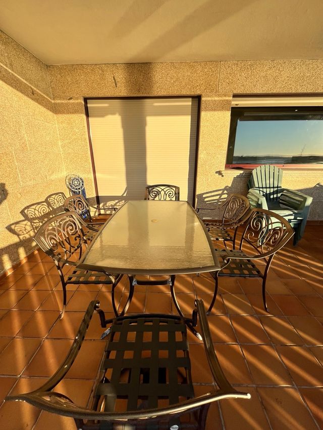 Mesa y 6 Sillas Exterior Cristal Metal