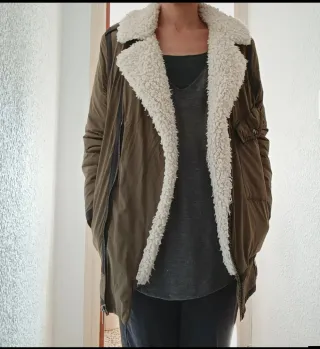 Chaqueta verde borrego invierno