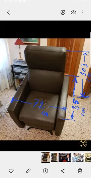 Poltrona in pelle marrone