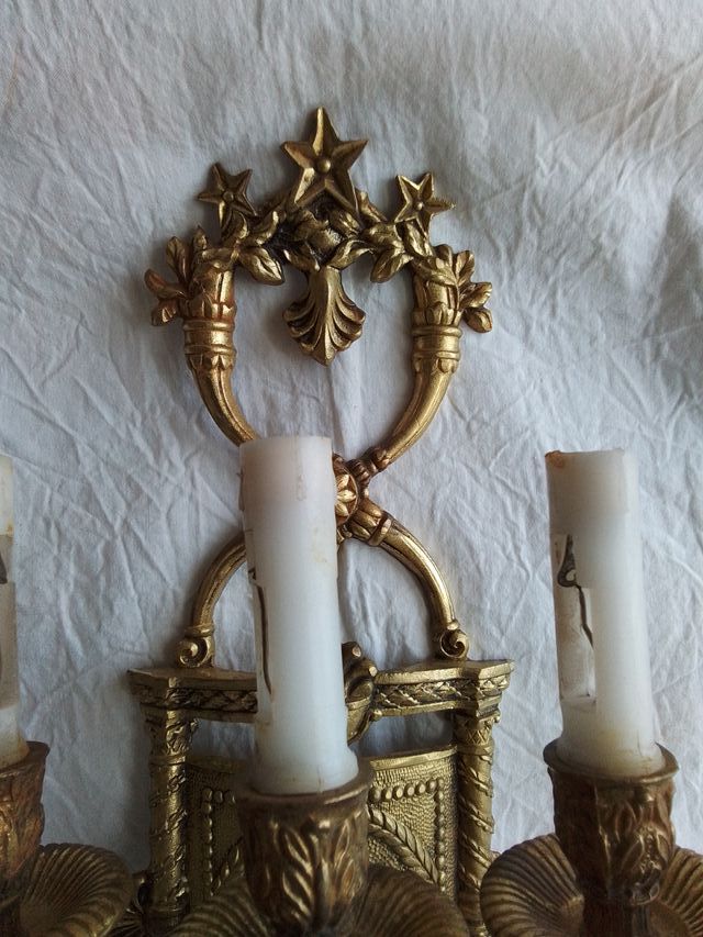 Candelabros Bronce Antiguos (Pareja)