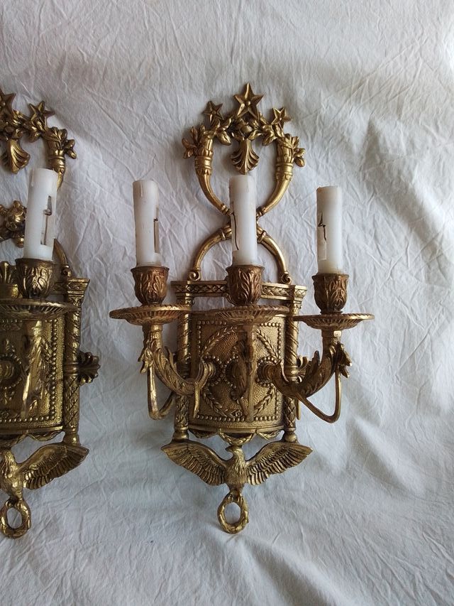 Candelabros Bronce Antiguos (Pareja)