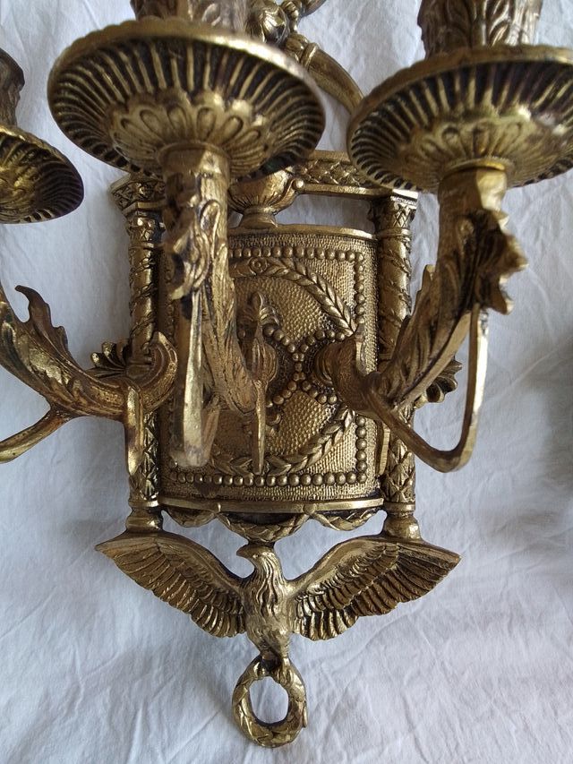 Candelabros Bronce Antiguos (Pareja)