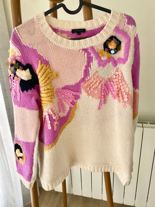 Jersey Escada Vintage Flores Pastel Talla M