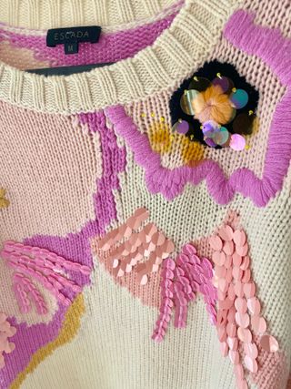 Jersey Escada Vintage Flores Pastel Talla M