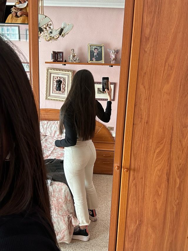 Pantalones campana beige