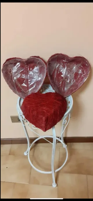 Set 3 Cesti Cuore Rossi e Trasparenti