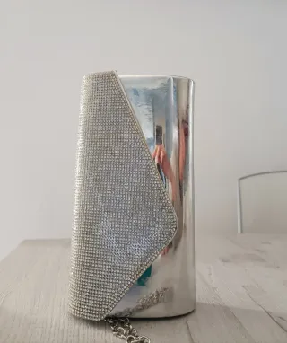 Borsetta argento con strass