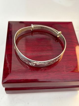 Pulsera ajustable plata con flores