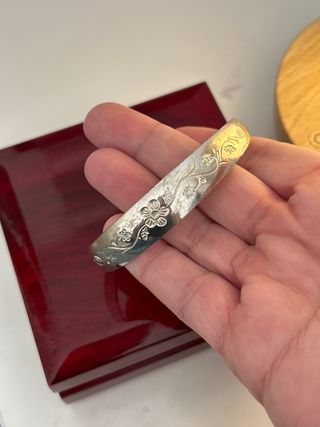 Pulsera ajustable plata con flores