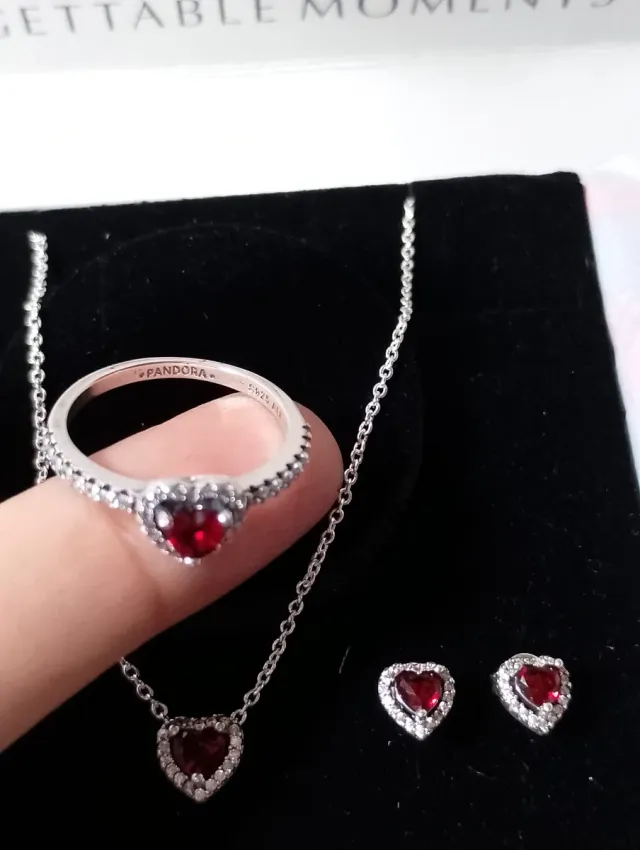 Conjunto . Corazón Rojo Plata