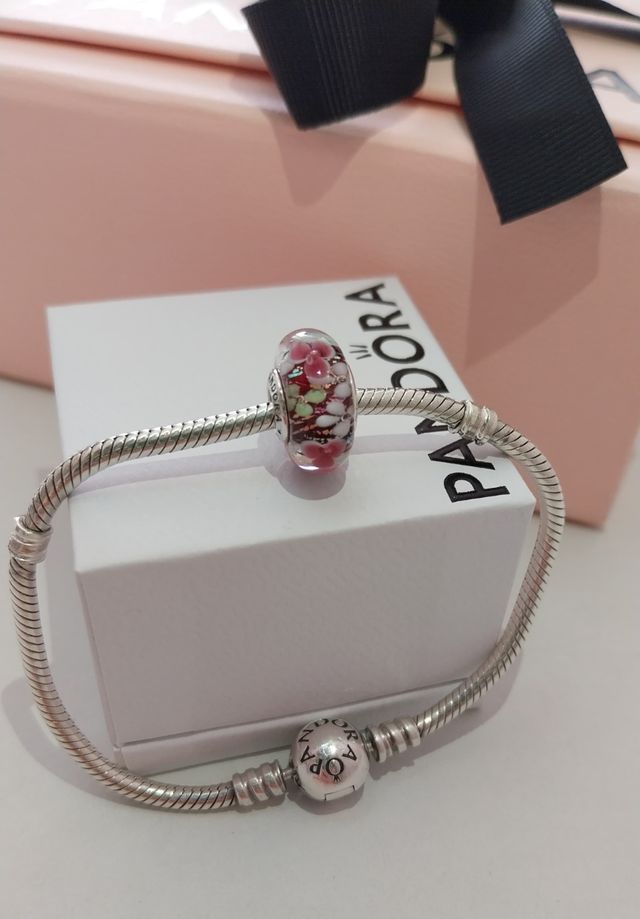 Charm Pandora Cristal Murano Flores