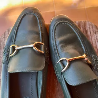 Zapatos Zara Piel Verde Mujer