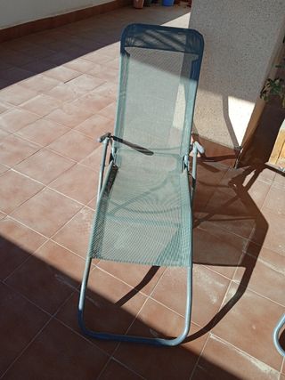 Tumbona plegable gris/verde