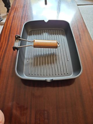 Sartén Plancha Rectangular Mango Madera