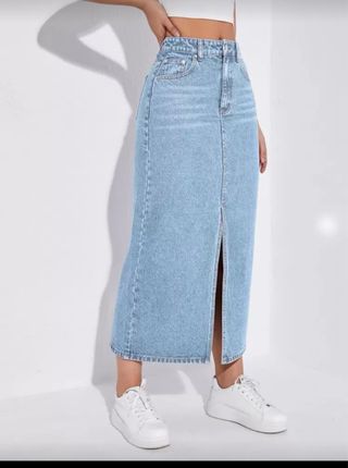Falda vaquera larga con abertura