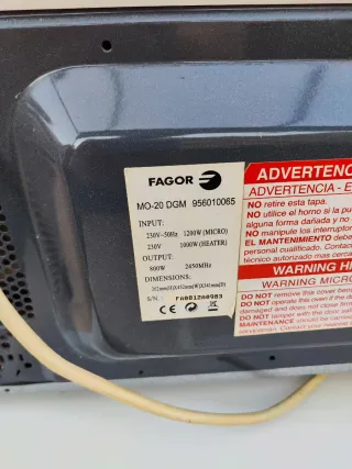 Microondas Fagor Plata