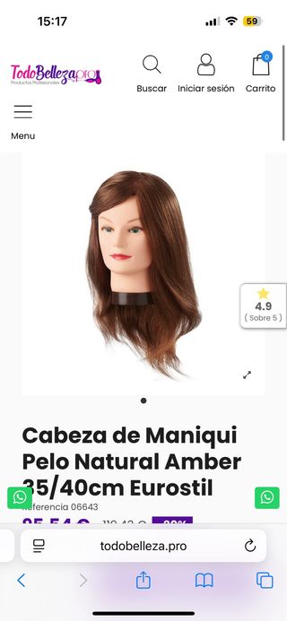 Cabeza Maniquí Pelo Natural Eurostil
