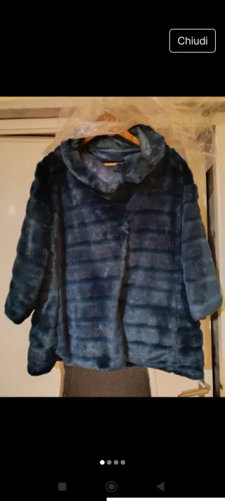 Pelliccia ecologica blu/petrolio