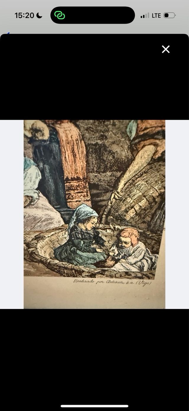 Cuadro decorativo antiguo de puerto pesquero Vigo