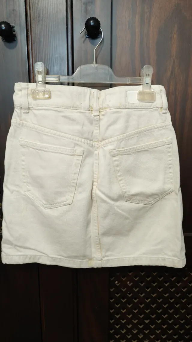 Falda vaquera beige, amarillo gastado. Talla xs