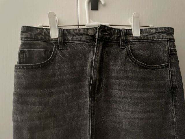 Falda larga vaquera gris Stradivarius T.38