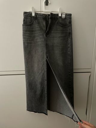 Falda larga vaquera gris Stradivarius T.38