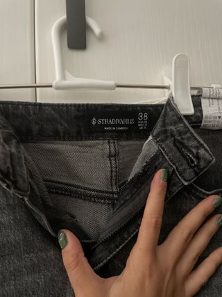 Falda larga vaquera gris Stradivarius T.38