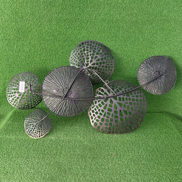 Adorno Pared Metal Hojas Dorado/Azul