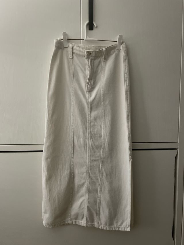 falda larga blanca vaquera. talla 36 