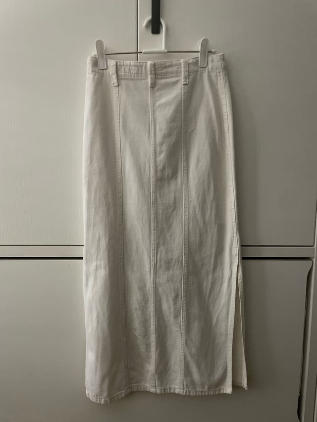 falda larga blanca vaquera. talla 36 