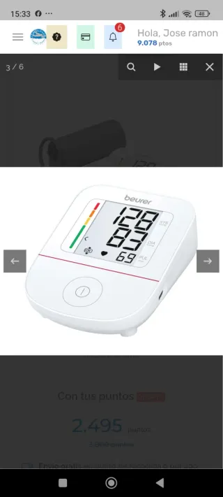 Tensiómetro de brazo Beurer