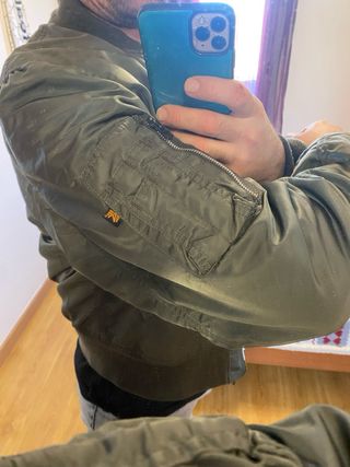 Cazadora Bomber Alpha Industries Verde Naranja