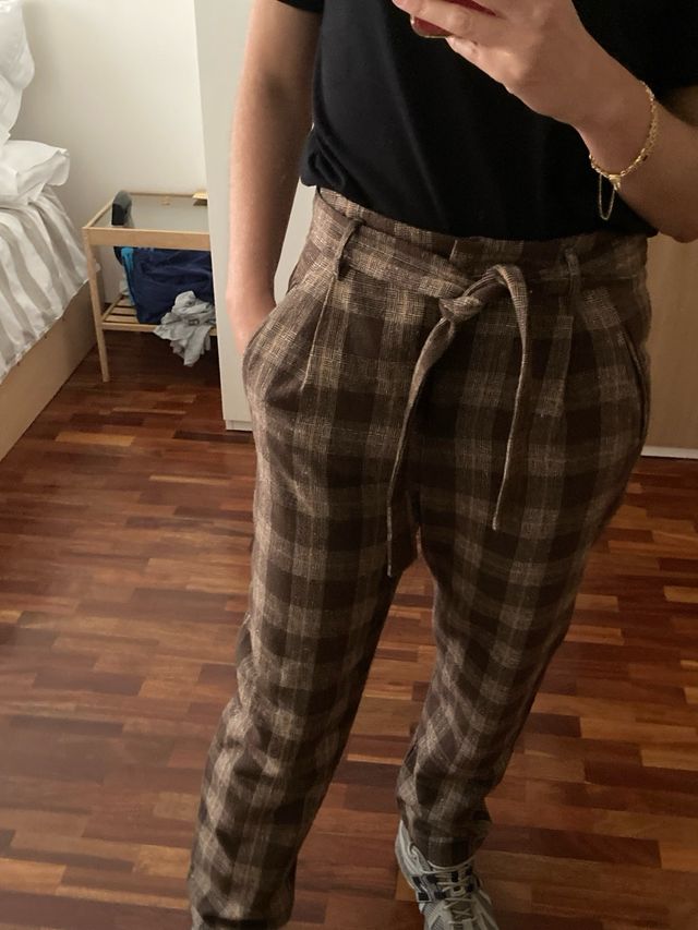 Pantalón cuadros marrón