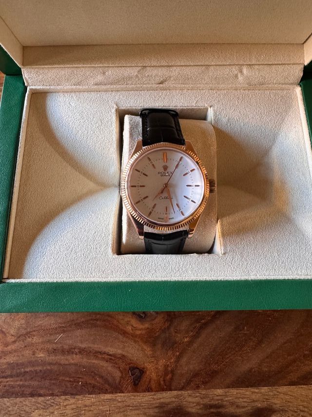 Rolex Cellini Oro Rosa Correa Piel Negra