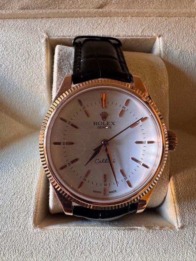 Rolex Cellini Oro Rosa Correa Piel Negra