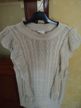 Chaleco punto fino cuello perkins beige