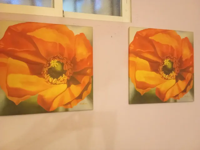 2 Cuadros Flor Naranja Ikea