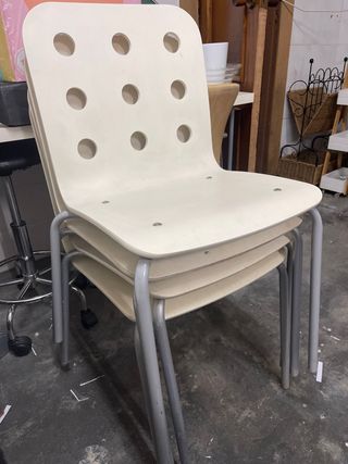 Juego 4 sillas cocina/terraza beige/gris