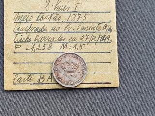 Moeda meio tostão (50 réis); Portugal, 1875