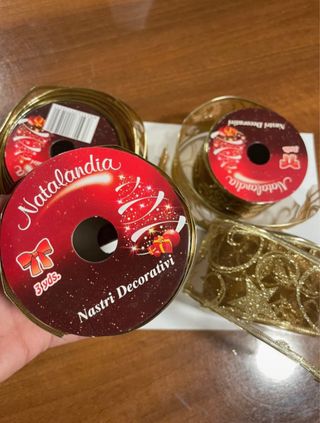 4 rotoli Nastri Natalandia oro e rossi